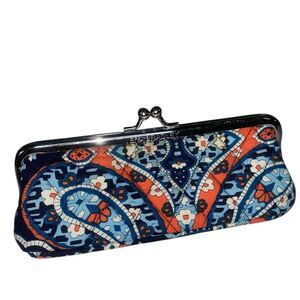 VERA BRADLEY Marrakesh Blue Orange Kiss Lock Purse
